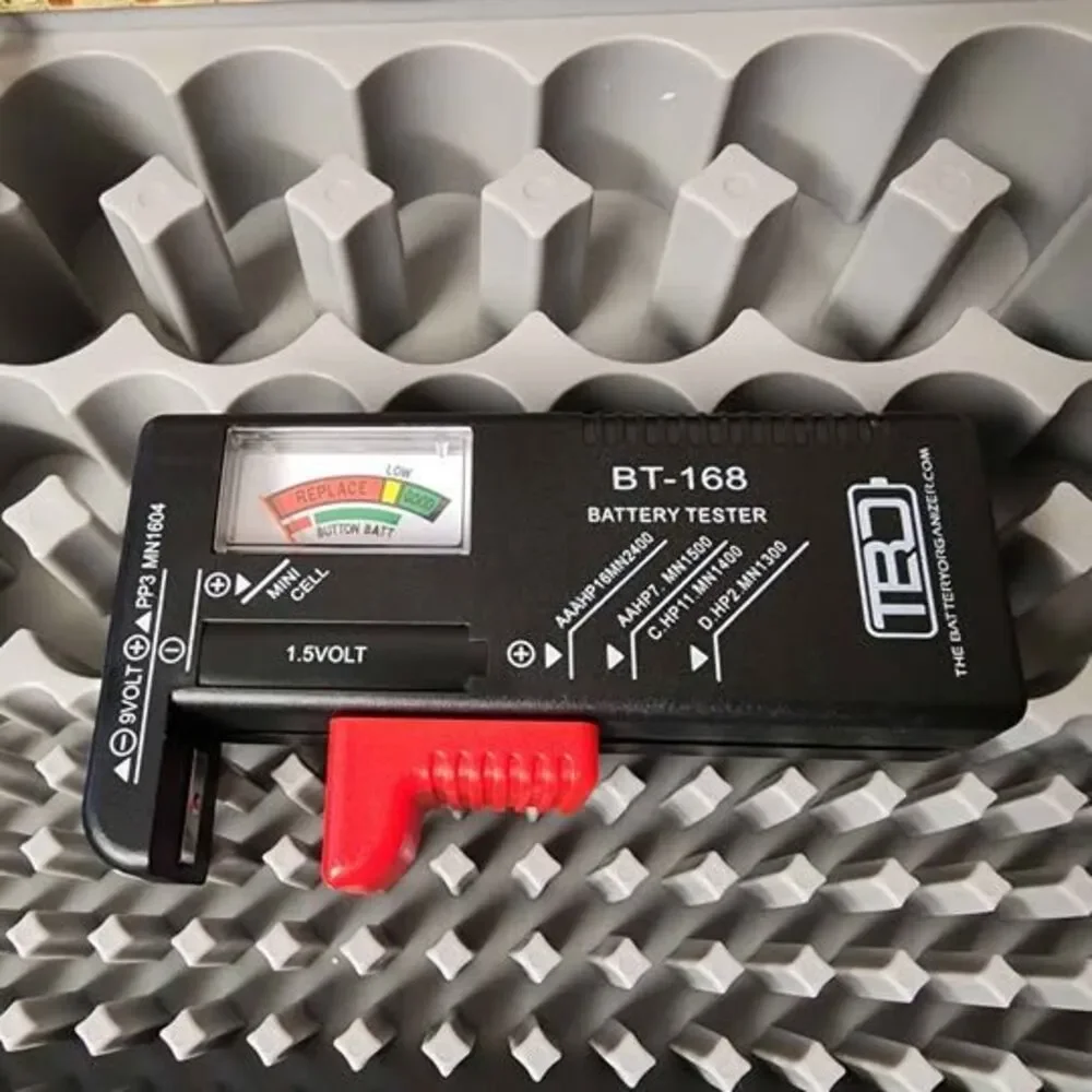 Lighted Battery Organizer Case with Tester - Holds 200+ Batteries